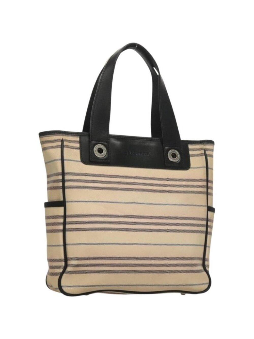 BURBERRY Tote Bag Canvas Beige Silver